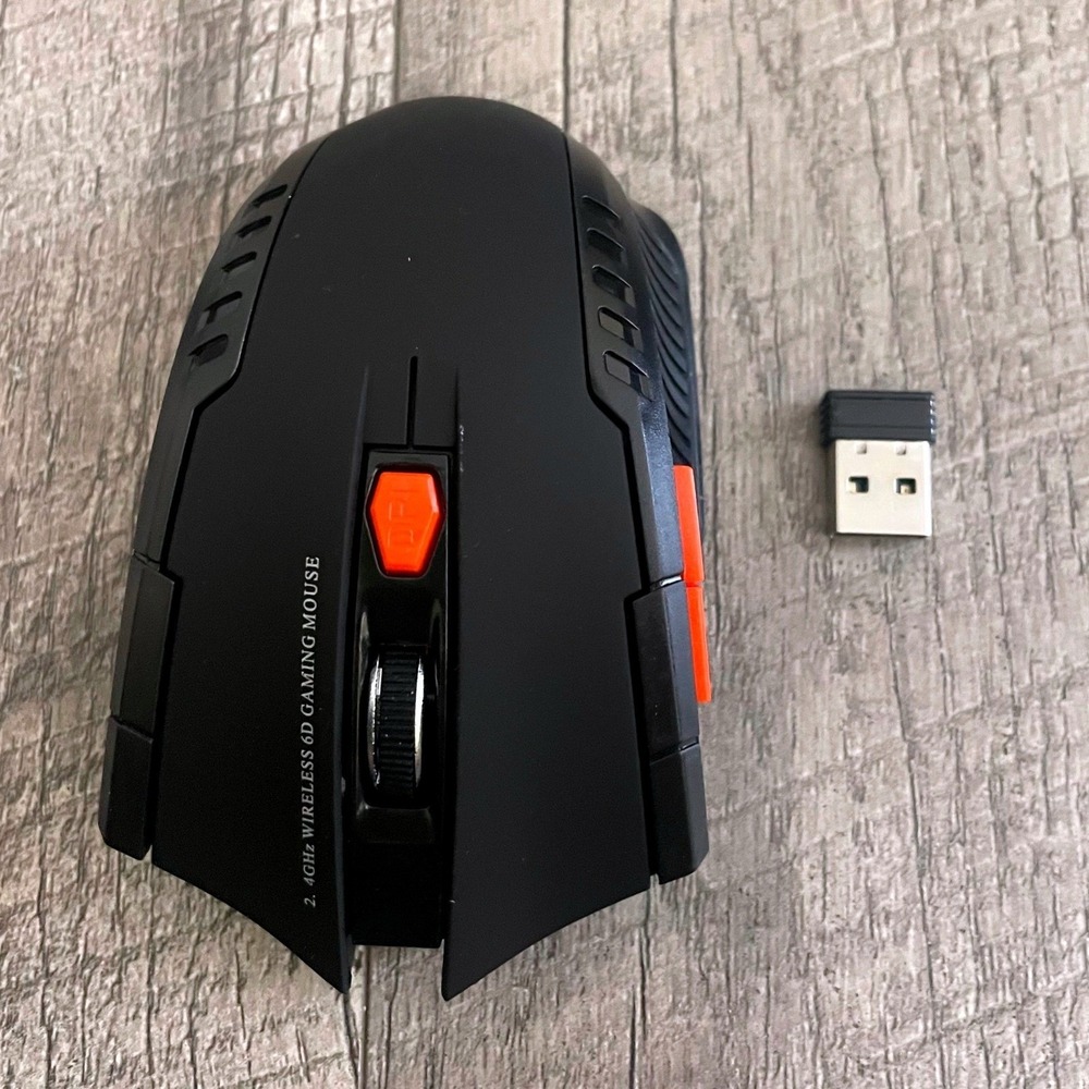2.4GHz Wireless 6D Gaming Mouse Black Orange with USB Nano Receiver - Picture 2 of 8